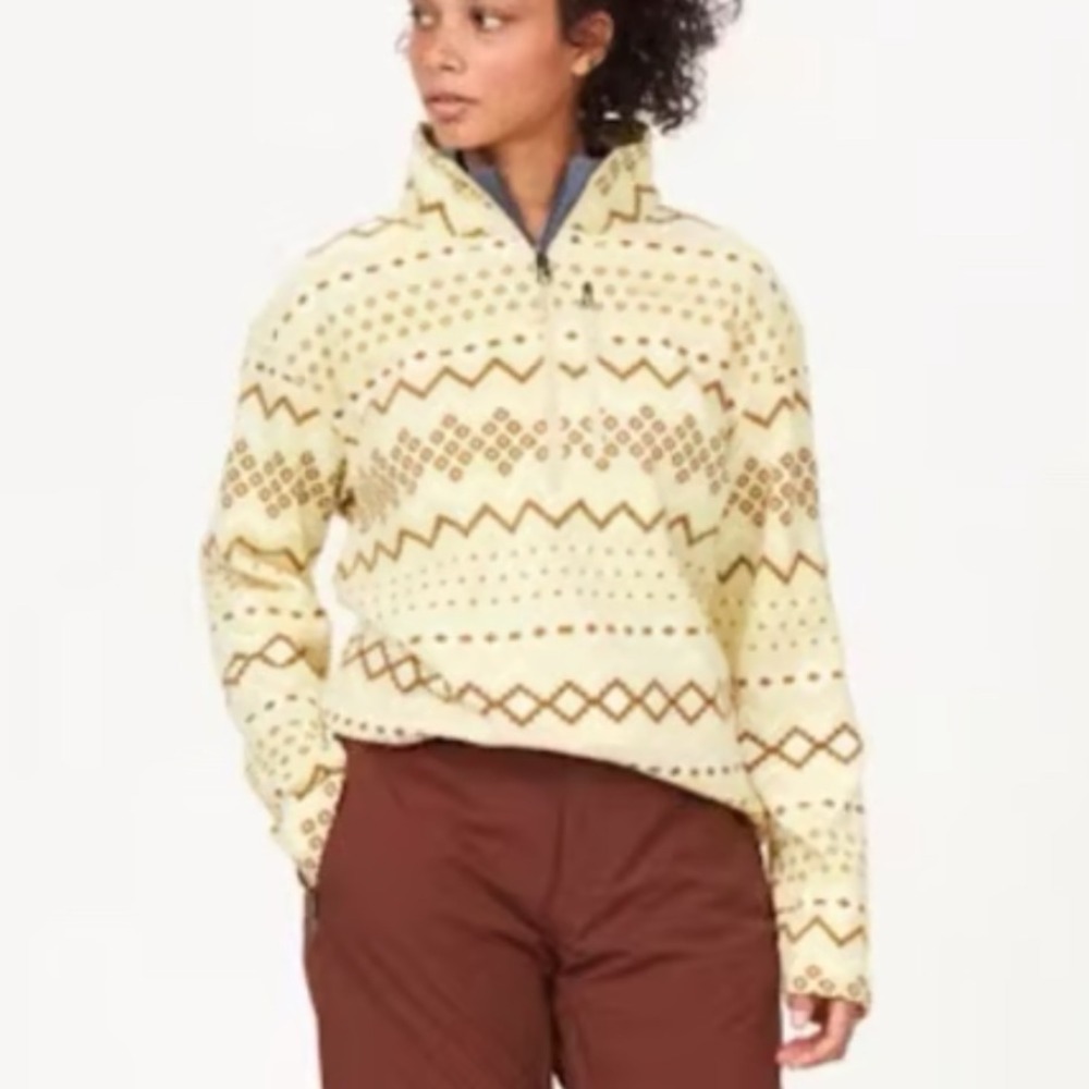 NEW‎ Marmot Women's Heavyweight Drop Line 1/2 Zip Fleece Jacket Wheat Nordic S